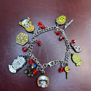 Horror Movie Charm Bracelet with Red Accents